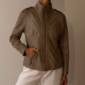Sebby Collection Taupe Faux Leather Jacket Size Large